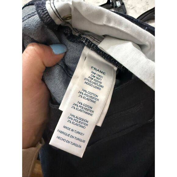 FRAME Le High Straight Indigo Lizard Coated Jeans Size 27 NWOT - Picture 6 of 6